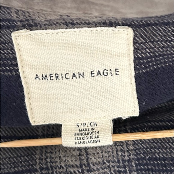 American Eagle Y2K Flannel Lined Canvas Shirt Button Up S\P\CH Gender Neutral - Picture 9 of 11